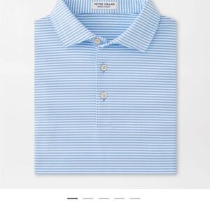 Peter Millar Men’s Jersey Polo in Cottage Blue with Embroidery NWT Size Medium